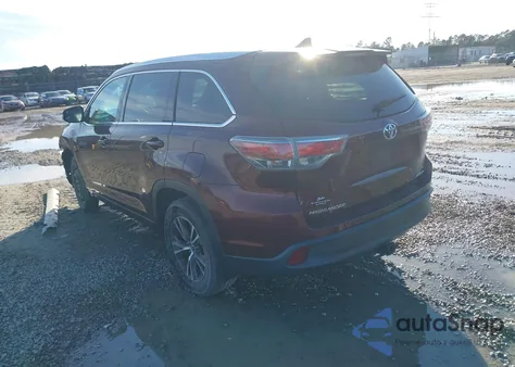2016 Toyota Highlander Xle V6 from USA, damaged, VIN 5TDJKRFH3GS290449